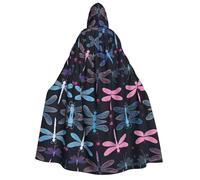 JAYWIS purple dragonfly -Print Adult Hooded Halloween Cloak - Printed Full-Length Cape For Festivals, Gothic Events & Costume Parties