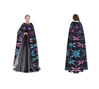 JAYWIS purple dragonfly -Print Budget Hooded Cloak For Adults - Adjustable Cape Halloween Costumes, Festivals & Gothic Events