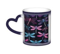 JAYWIS Purple Dragonfly -Print Heat Sensitive Color Changing Mug with Star Design for Office Home Use Ceramic Cup Gift Idea. Blue