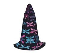 JAYWIS purple dragonfly -Print Youth Hooded Cape - Printed Adjustable Cloak For Teens, Halloween Adventures, Parties & Festive Appare M