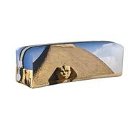 JAYWIS (Pyramids of Egypt) Print Leather Pencil Case with Zipper Handmade Crossgrain,Compact for School,Office & Travel