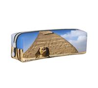 JAYWIS (Pyramids of Egypt) Print Leather Pencil Case with Zipper Handmade Crossgrain,Compact for School,Office & Travel