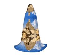 JAYWIS Pyramids of Egypt -Print Youth Hooded Cape - Printed Adjustable Cloak For Teens, Halloween Adventures, Parties & Festive Appare S