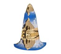 JAYWIS Pyramids of Egypt -Print Youth Hooded Cape - Printed Adjustable Cloak For Teens, Halloween Adventures, Parties & Festive Appare L