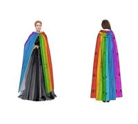 JAYWIS Rainbow Colored Wood Background -Print Budget Hooded Cloak For Adults - Adjustable Cape Halloween Costumes, Festivals & Gothic Events