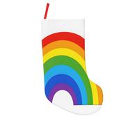 JAYWIS Rainbow Print -Print 18 Inch Patchwork Christmas Stockings - Large Holiday Decor With Hanging Loop For Festive Home Gift Giving.