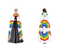 JAYWIS Rainbow Print -Print Budget Hooded Cloak For Adults - Adjustable Cape Halloween Costumes, Festivals & Gothic Events