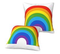 JAYWIS Rainbow Print -Print Soft Decorative Throw Pillow Covers 2-Pack With Zipper For Couch Living Room. 12"x12"