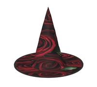 JAYWIS Red and black rose -Print Full Coverage Halloween Hat Adult - Packable Witch Headwear For Renaissance Fairs, Gothic Parties & Festivals