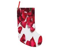 JAYWIS Red Rose Petals -Print 18 Inch Patchwork Christmas Stockings - Large Holiday Decor With Hanging Loop For Festive Home Gift Giving.