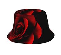JAYWIS Red Rose Print Bucket Hat Adult,Unisex Bucket Hat Summer Travel Short Brim for Men Women Teens
