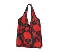 JAYWIS Red Skulls -Print Shopping Bags Reusable - Compact Eco-Friendly Tote For Groceries & Travel, Long-Lasting, Holds 35lbs.
