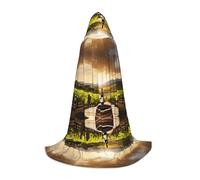 JAYWIS Red Wine -Print Youth Hooded Cape - Printed Adjustable Cloak For Teens, Halloween Adventures, Parties & Festive Appare L