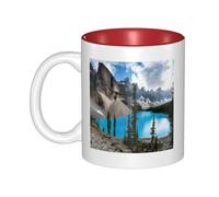 JAYWIS Rocky Mountains -Print Inner Color Ceramic Mugs, Custom Colored Interior for Home Office Cafe, Dishwasher & Microwave Safe Coffee Cups Red