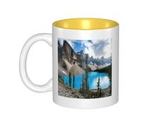 JAYWIS Rocky Mountains -Print Inner Color Ceramic Mugs, Custom Colored Interior for Home Office Cafe, Dishwasher & Microwave Safe Coffee Cups Yellow