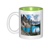 JAYWIS Rocky Mountains -Print Inner Color Ceramic Mugs, Custom Colored Interior for Home Office Cafe, Dishwasher & Microwave Safe Coffee Cups Green