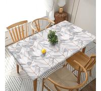 JAYWIS Rose Gold Marble Design Background Print Elastic Edge Fitted Tablecloth Cover 5 Foot Rectangle Table, Waterproof And Wipeable Tablecloth Covers For Elastic Edged Table Cover For Indoor Outdoor
