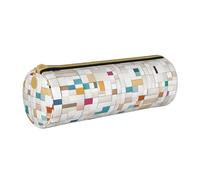 JAYWIS (Rose Gold Marble Design Background) Print Leather Pencil Case with Zipper Crossgrain Design, Compact Cylinder Organizer for School,Office & Travel