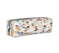 JAYWIS (Rose Gold Marble Design Background) Print Leather Pencil Case with Zipper Handmade Crossgrain,Compact for School,Office & Travel