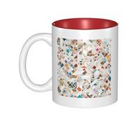 JAYWIS Rose Gold Marble -Print Inner Color Ceramic Mugs, Custom Colored Interior for Home Office Cafe, Dishwasher & Microwave Safe Coffee Cups Red