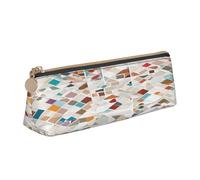 JAYWIS (Rose Gold Marble) Print Triangular Leather Pencil Case-Crossgrain Organizer for School, Office & Travel,Premium Zipper Design