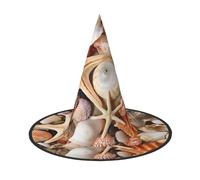 JAYWIS Seashell Landscape On The Beach -Print Full Coverage Halloween Hat Adult - Packable Witch Headwear For Renaissance Fairs, Gothic Parties & Festivals