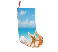 JAYWIS Seashells Sand -Print 18 Inch Patchwork Christmas Stockings - Large Holiday Decor With Hanging Loop For Festive Home Gift Giving.