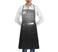 JAYWIS Shiny Silver Glitter Print Aprons With Pockets,Bib Apron With Adjustable Neck For Men Women,Apron For Cooking Baking Gardening,Unisex Kitchen Apron,Waitress Chef Apron