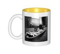 JAYWIS Skate Boards -Print Inner Color Ceramic Mugs, Custom Colored Interior for Home Office Cafe, Dishwasher & Microwave Safe Coffee Cups Yellow