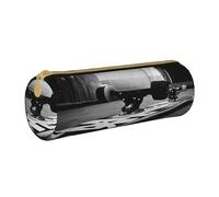 JAYWIS (Skate Boards) Print Leather Pencil Case with Zipper Crossgrain Design, Compact Cylinder Organizer for School,Office & Travel