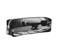 JAYWIS (Skate Boards) Print Leather Pencil Case with Zipper Handmade Crossgrain,Compact for School,Office & Travel