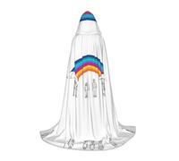 JAYWIS Small rainbow -Print Youth Hooded Cape - Printed Adjustable Cloak For Teens, Halloween Adventures, Parties & Festive Appare S