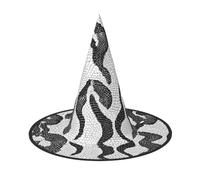 JAYWIS snake skin black and white -Print Full Coverage Halloween Hat Adult - Packable Witch Headwear For Renaissance Fairs, Gothic Parties & Festivals