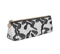 JAYWIS (Snake Skin Black and White) Print Triangular Leather Pencil Case-Crossgrain Organizer for School, Office & Travel,Premium Zipper Design