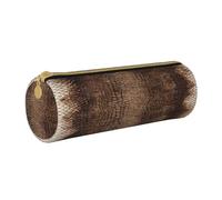 JAYWIS (Snake Skin) Print Leather Pencil Case with Zipper Crossgrain Design, Compact Cylinder Organizer for School,Office & Travel