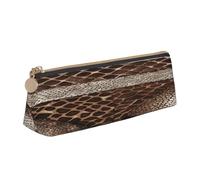 JAYWIS (Snake Skin) Print Triangular Leather Pencil Case-Crossgrain Organizer for School, Office & Travel,Premium Zipper Design
