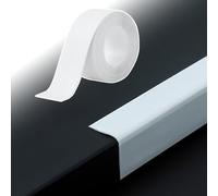 JAYWIS Soft PVC Wall Corner/Stair Nosing Protection, Self Adhesive Transition Edge Cover, Stair Edging Trim for Cabinet, Table, Floor ＆ Window Sill(White)