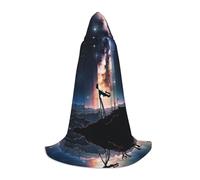 JAYWIS Space Galaxy with Telescope -Print Youth Hooded Cape - Printed Adjustable Cloak For Teens, Halloween Adventures, Parties & Festive Appare S