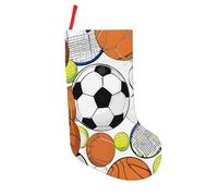 JAYWIS Sports Ball -Print 18 Inch Patchwork Christmas Stockings - Large Holiday Decor With Hanging Loop For Festive Home Gift Giving.