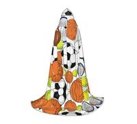 JAYWIS Sports Ball -Print Youth Hooded Cape - Printed Adjustable Cloak For Teens, Halloween Adventures, Parties & Festive Appare M