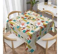 JAYWIS Square Tablecloth 54-60 Inch, Mid Century Modern Print Table Cloth, Oil & Wrinkle Resistant Kitchen Decorative Tablecloth, Waterproof Wipeable Table Cover For Dining Room Party Indoor Outdoor