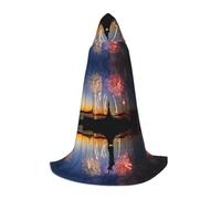 JAYWIS Statue of Liberty Flag -Print Youth Hooded Cape - Printed Adjustable Cloak For Teens, Halloween Adventures, Parties & Festive Appare L