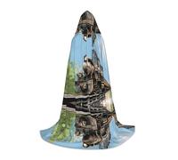 JAYWIS Steam Train -Print Youth Hooded Cape - Printed Adjustable Cloak For Teens, Halloween Adventures, Parties & Festive Appare S