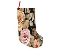 JAYWIS Striped Leopard -Print 18 Inch Patchwork Christmas Stockings - Large Holiday Decor With Hanging Loop For Festive Home Gift Giving.
