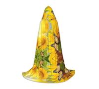JAYWIS Sunflower -Print Youth Hooded Cape - Printed Adjustable Cloak For Teens, Halloween Adventures, Parties & Festive Appare L
