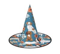 JAYWIS Sweet Basset Hound Florals -Print Full Coverage Halloween Hat Adult - Packable Witch Headwear For Renaissance Fairs, Gothic Parties & Festivals