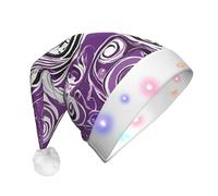 JAYWIS the sea witch inspired -Print Adult Plush Light-Up Christmas Hat Led Effects, Festive Santa Headwear For Parties Gatherings Events.