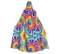 JAYWIS tie dye rainbow -Print Adult Hooded Halloween Cloak - Printed Full-Length Cape For Festivals, Gothic Events & Costume Parties