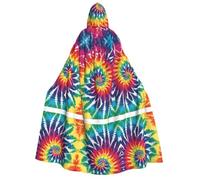 JAYWIS tie dye rainbow -Print Adult Hooded Halloween Cloak - Printed Full-Length Cape For Festivals, Gothic Events & Costume Parties