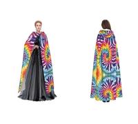 JAYWIS tie dye rainbow -Print Budget Hooded Cloak For Adults - Adjustable Cape Halloween Costumes, Festivals & Gothic Events